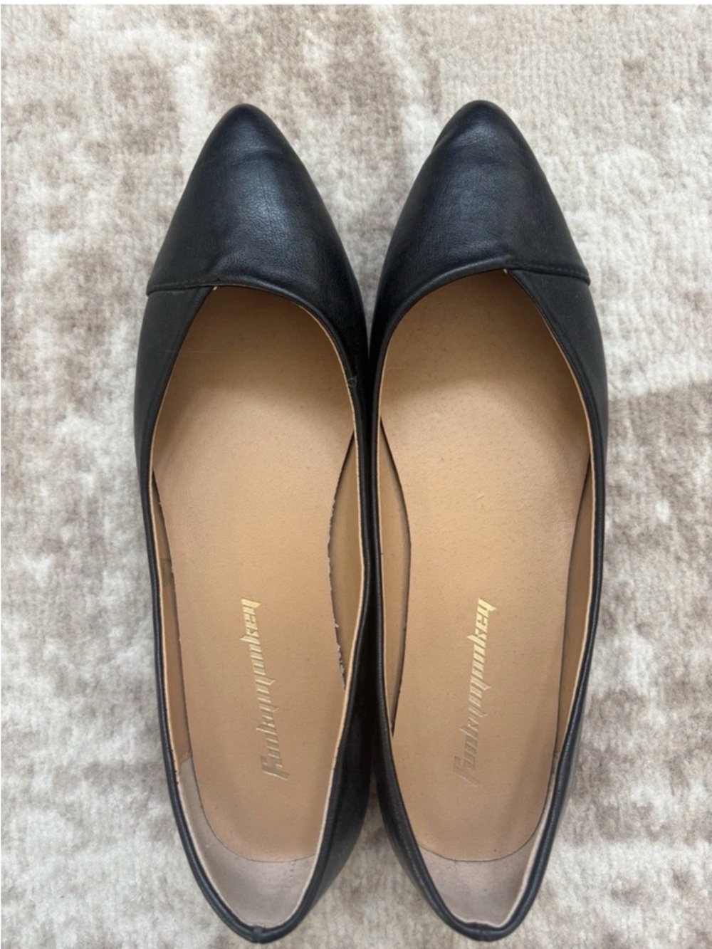 Pointed Black Leather Ballet Flats - Classic Slip-On